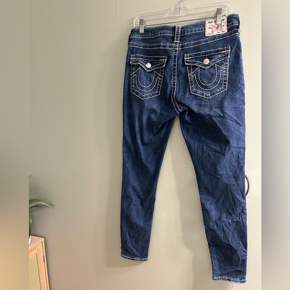 True religion Jennie Big T Mid Rise Curvy Skinny Jean flap pockets Y2K - Picture 14 of 15